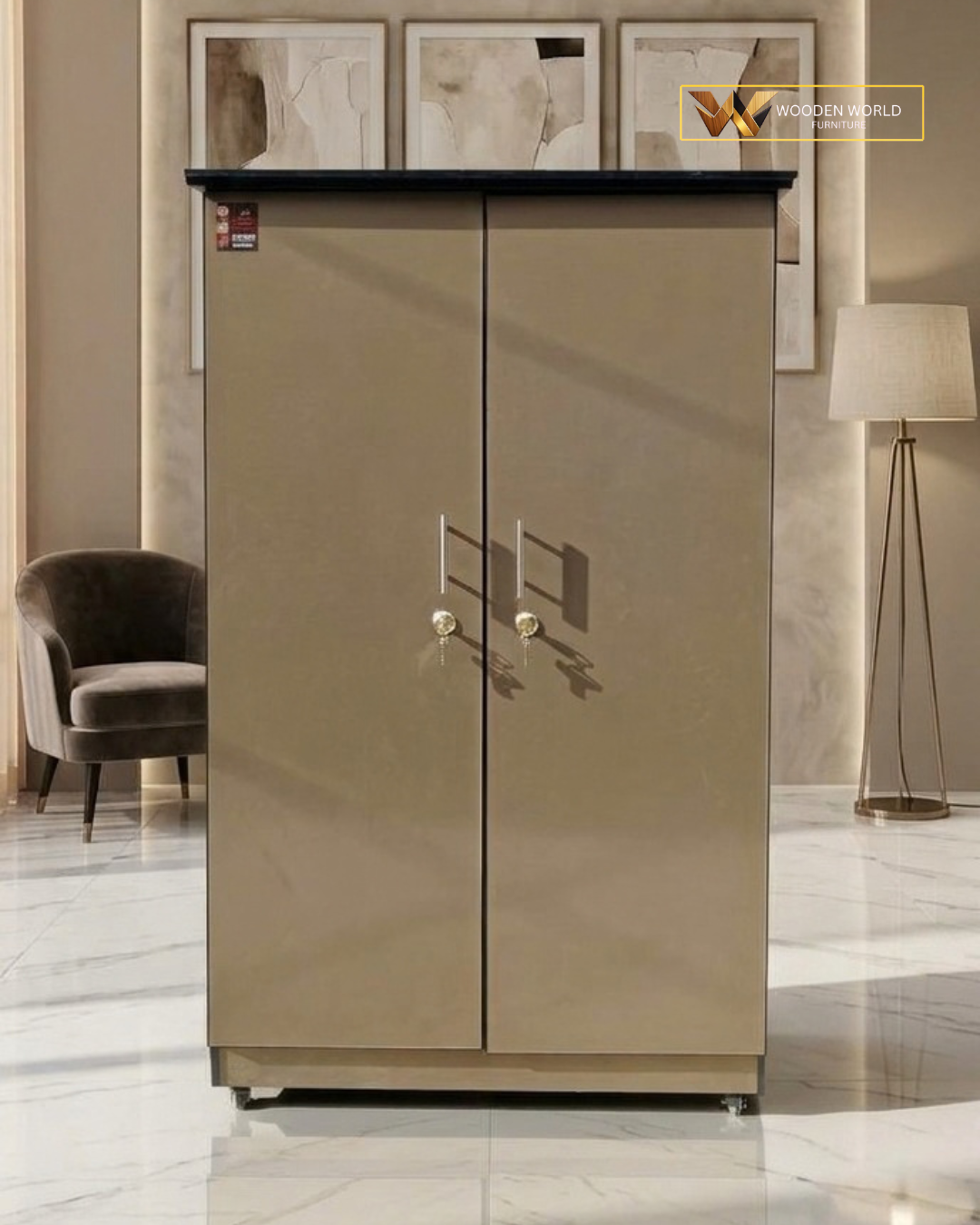 Elegant Beige 2-Door Wardrobe