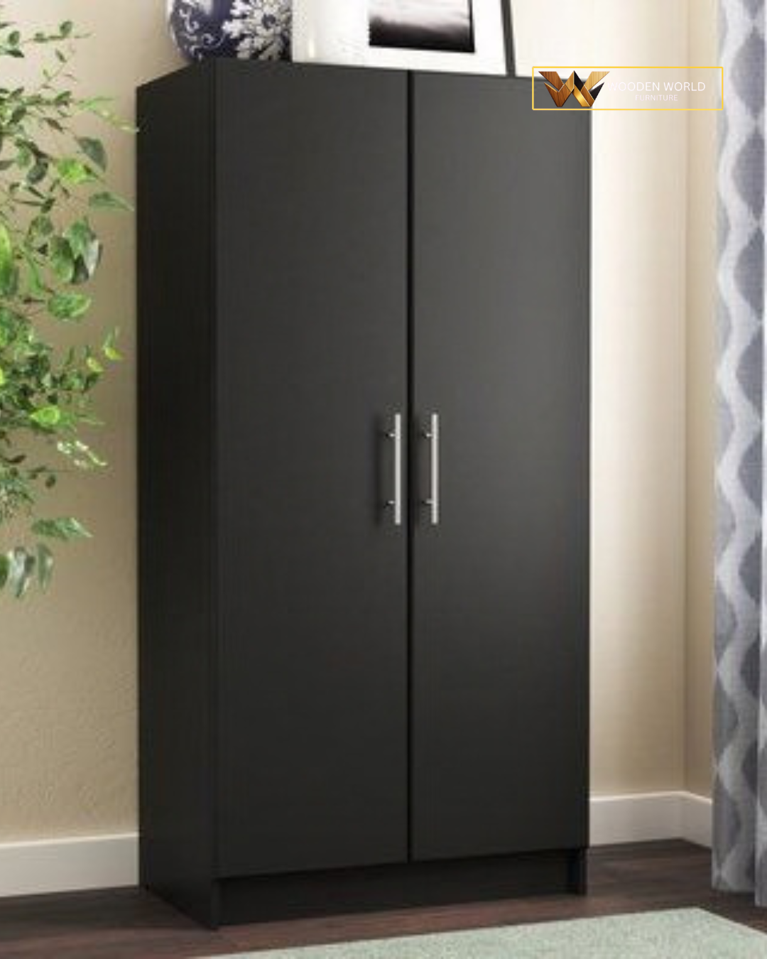 Modern Black 2-Door Wardrobe