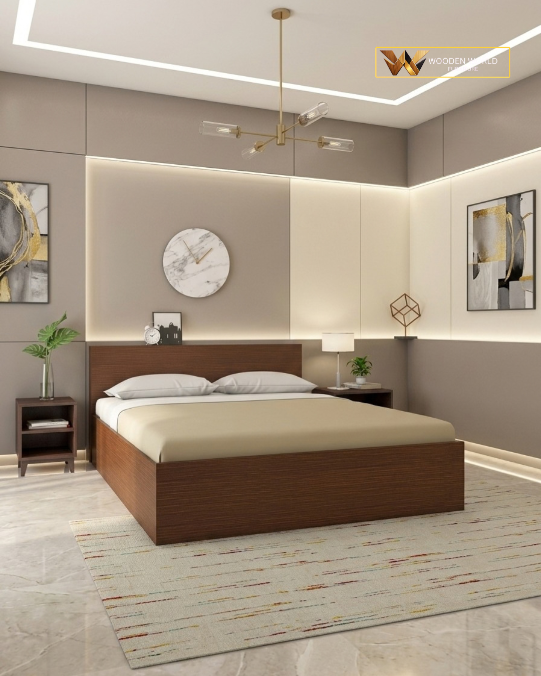 Modern Walnut Double Bed