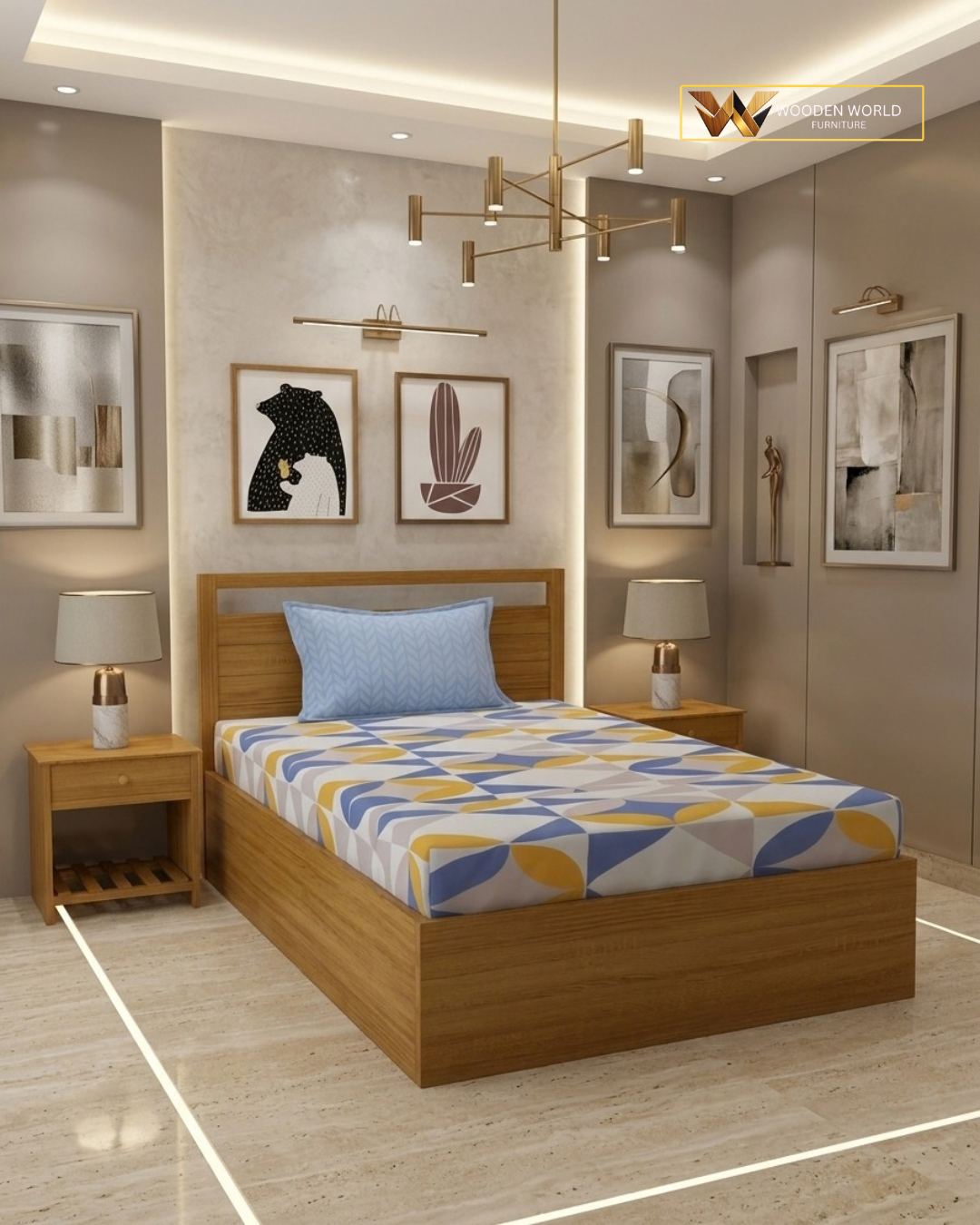 Modern Wooden Single Bed